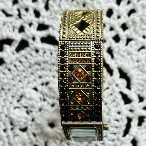 Heidi Daus Vintage “Pavé Crystal Bangle” watch bracelet EUC size S/M interior 8”